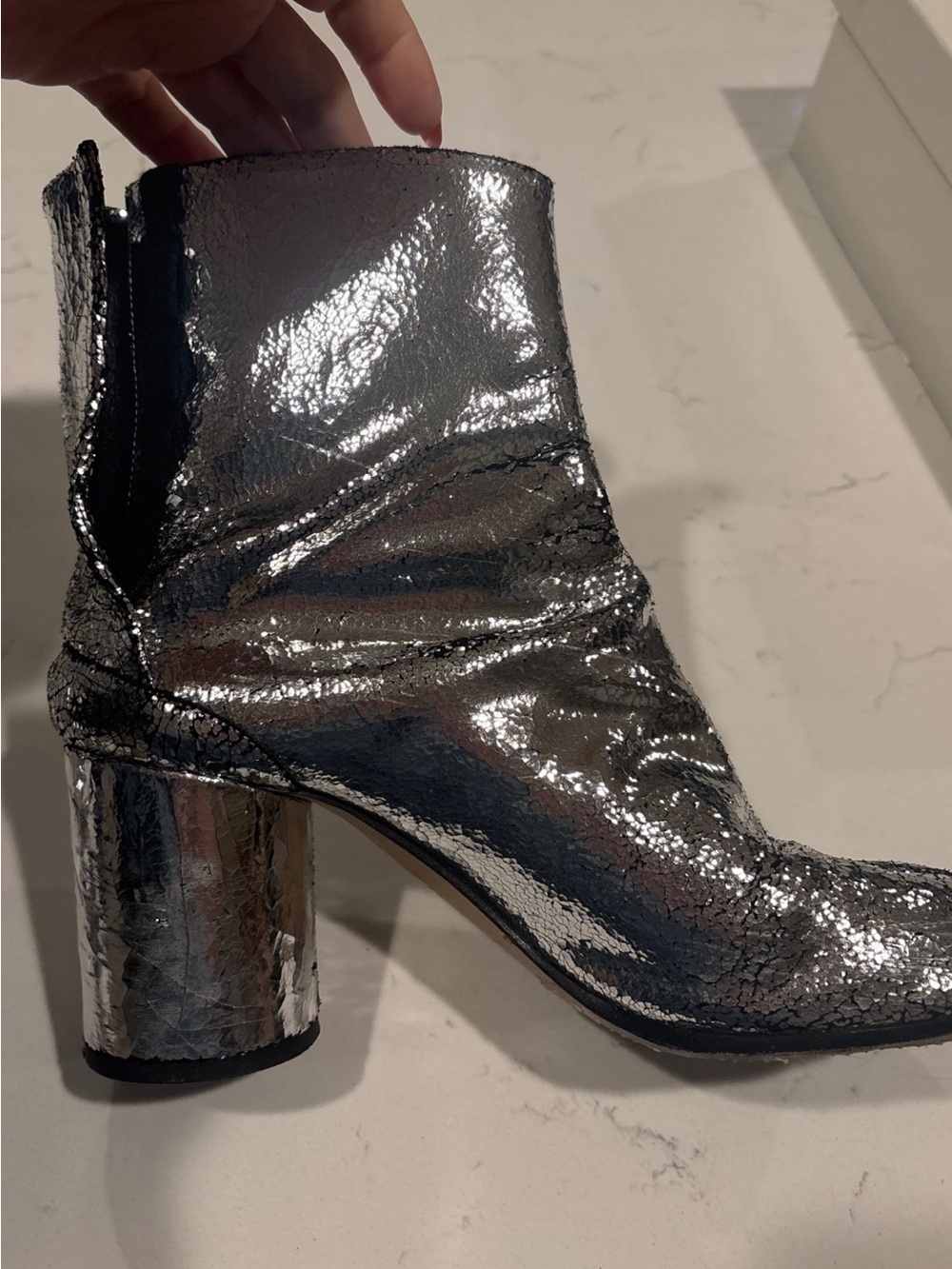 Margiela leather silver crackle tabi boots size 39 - Picture 7 of 13